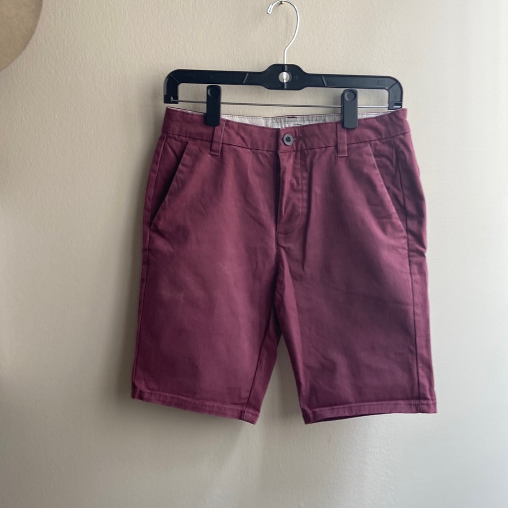 Topman Maroon Stretch Skinny Pocketed and belted Shorts with button fly